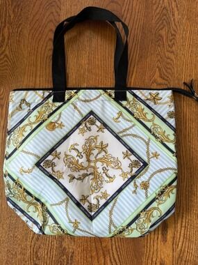 Victoria’s Secret Insulated Cooler Tote Bag Nautical Scarf Print Beach Picnic